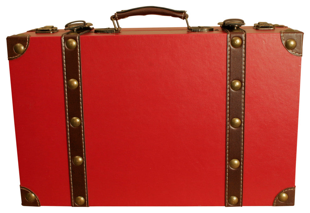 Red Faux Leather Suitcase