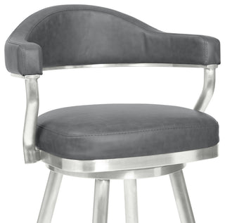 Justin 26" Counter Height Swivel Vintage Grey Faux Leather Bar Stool
