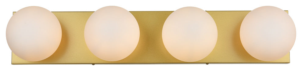 4 Light Brass And Frosted White Bath Sconce