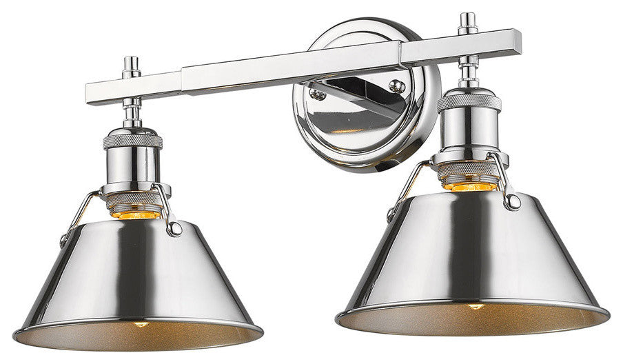 Orwell CH 2-Light Bath Vanity, Chrome With Chrome Shade