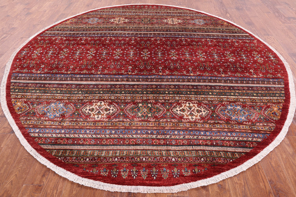 10' Round Khorjin Super Kazak Handmade Rug Q9953