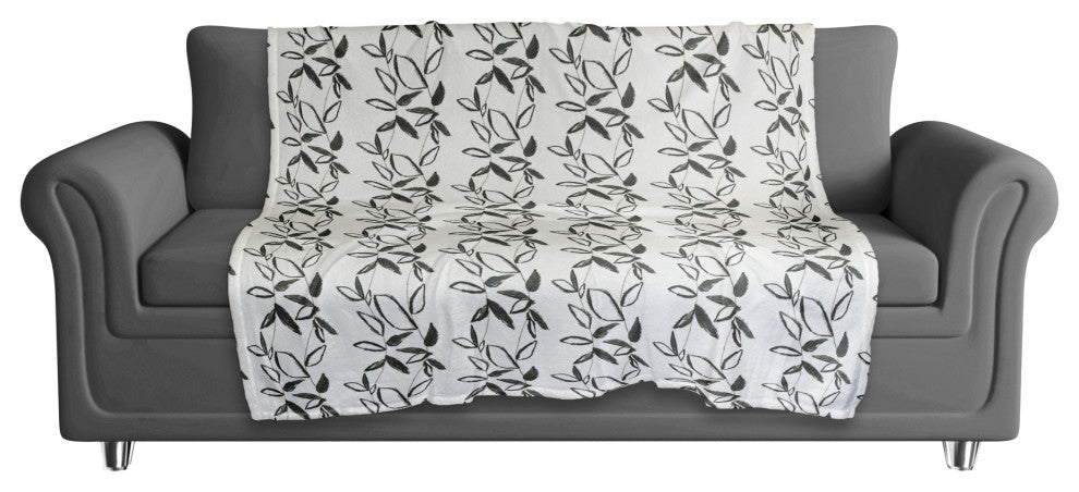 Black Leaf Stripes 50"x60" Coral Fleece Blanket