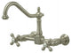 Kingston Brass Two-Handle Wall Mount Bridge Kitchen Faucet, Brushed Nickel