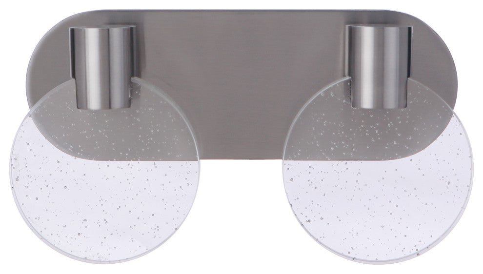 Craftmade Glisten 2 Light LED Vanity, Brushed Polished Nickel