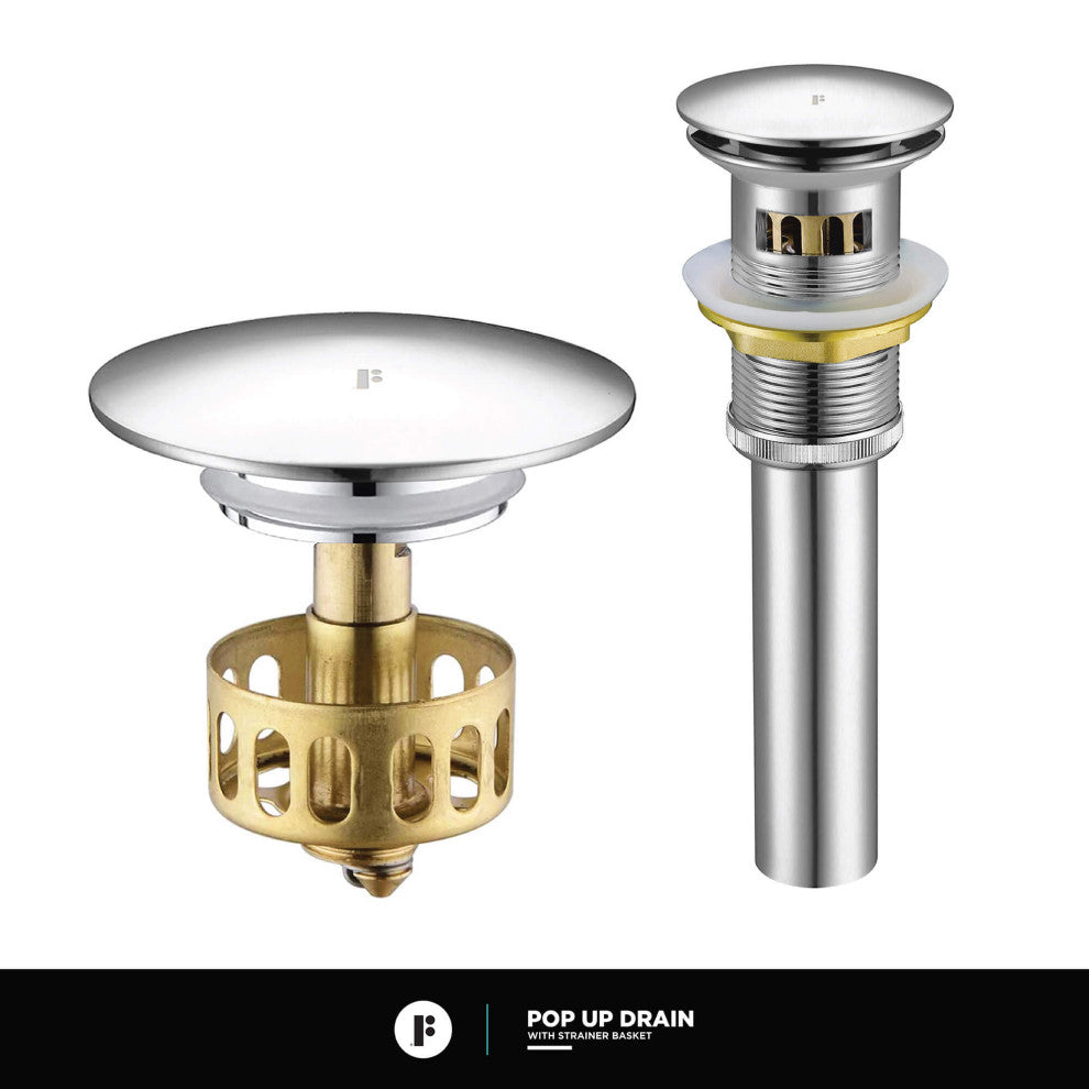Pop Up Drain With Strainer Basket, Satin Nickel