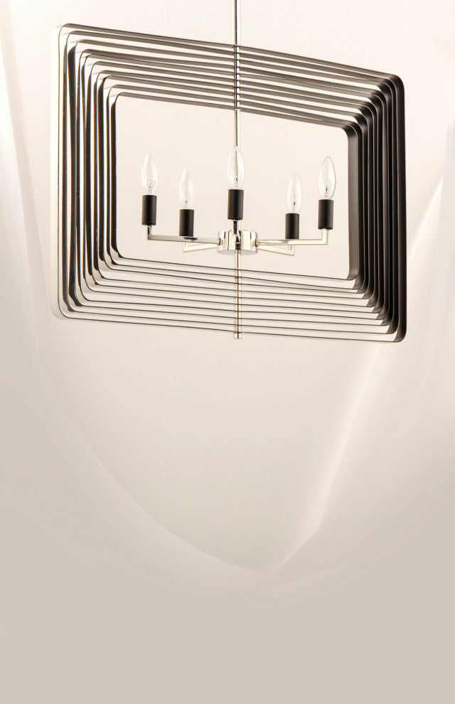 Maxim 28677 Radial 5 Light 30"W Drum Style Taper Candle - Black / Gold