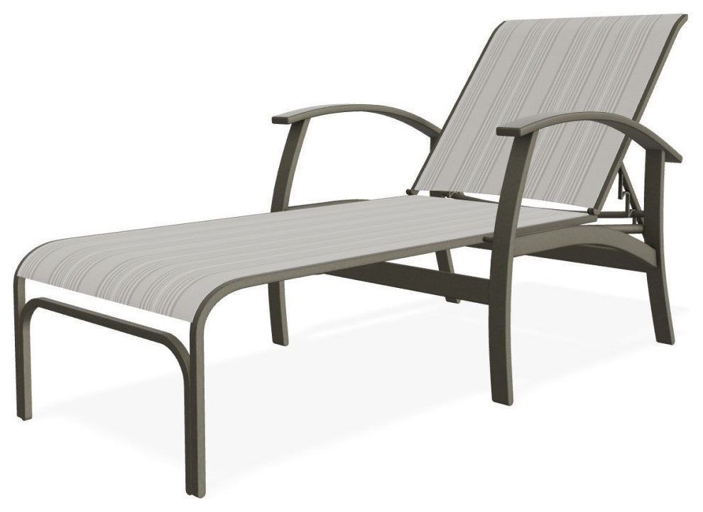 Belle Isle Sling 4-Position Outdoor Chaise Lounge, Harbor/Storm