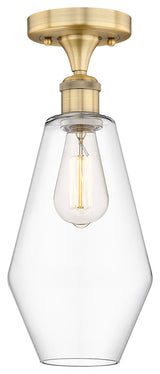 Cindyrella-1 Light 7" Semi-Flush Mount-Brushed Brass, Clear Glass Shade