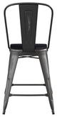 Carly Commercial Grade 24" High Metal Indoor-Outdoor Counter Height Stool, Black/Black