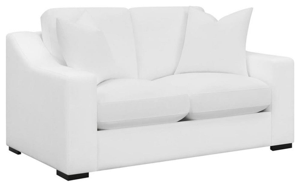 Coaster Ashlyn 3-piece Fabric Upholstered Sloped Arms Living Room Set in White