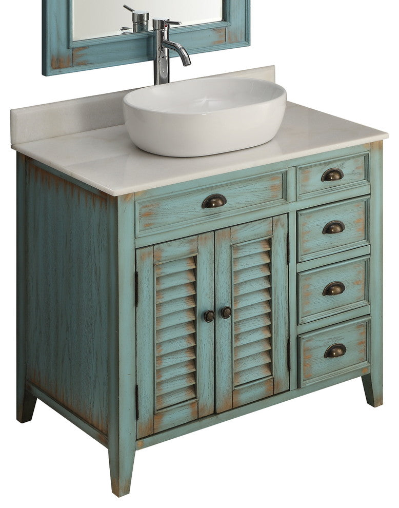 36" Distress Blue Abbeville Vessel Sink Vanity Cf-78886Bu