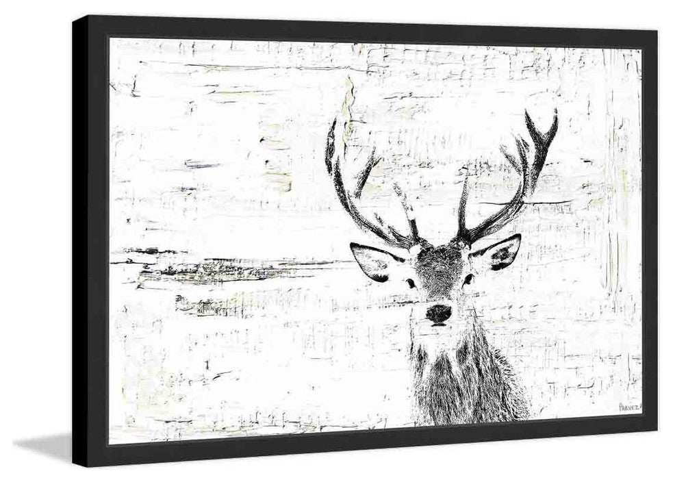 Parvez Taj "Inquisitive Deer" Framed Painting Print, 24"x16"