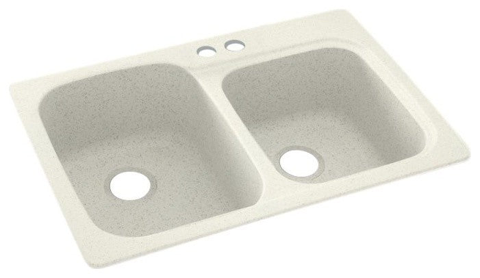 Swan 33x22x9 Solid Surface Kitchen Sink, 2-Hole, Bisque