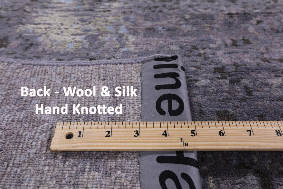 7' 11" X 9' 11" Handmade Wool and Silk Abstract Rug Q7040