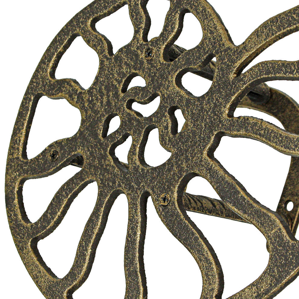 Bronze Cast Iron Nautilus Shell Garden Hose Holder Wall Mount Storage Hanger