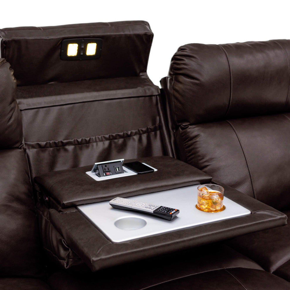 Seatcraft Octavius Home Theater Seating, Brown, Sofa