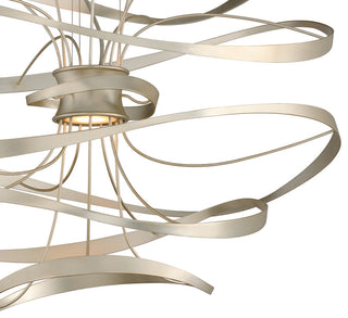 Calligraphy, 34" Led Pendant, Silver Leaf With Polished Stainless Accents