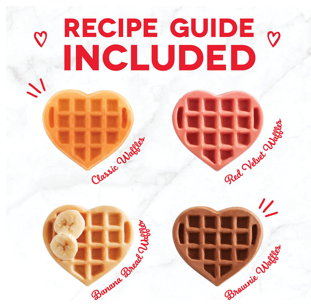 Multi Mini Waffle Maker: Four Mini Waffles, Perfect for Families and Individuals, Red Heart.