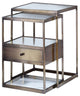 Benzara BM157311 Metal And Glass 2 Piece Nesting Table Set, Brown & Clear