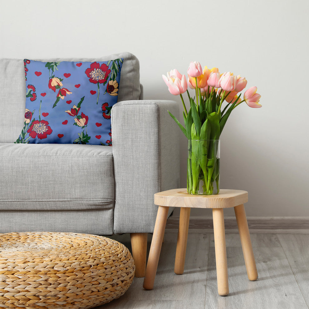 Love In The Garden Decorative Throw Pillow, Cornflower, 20"x20"