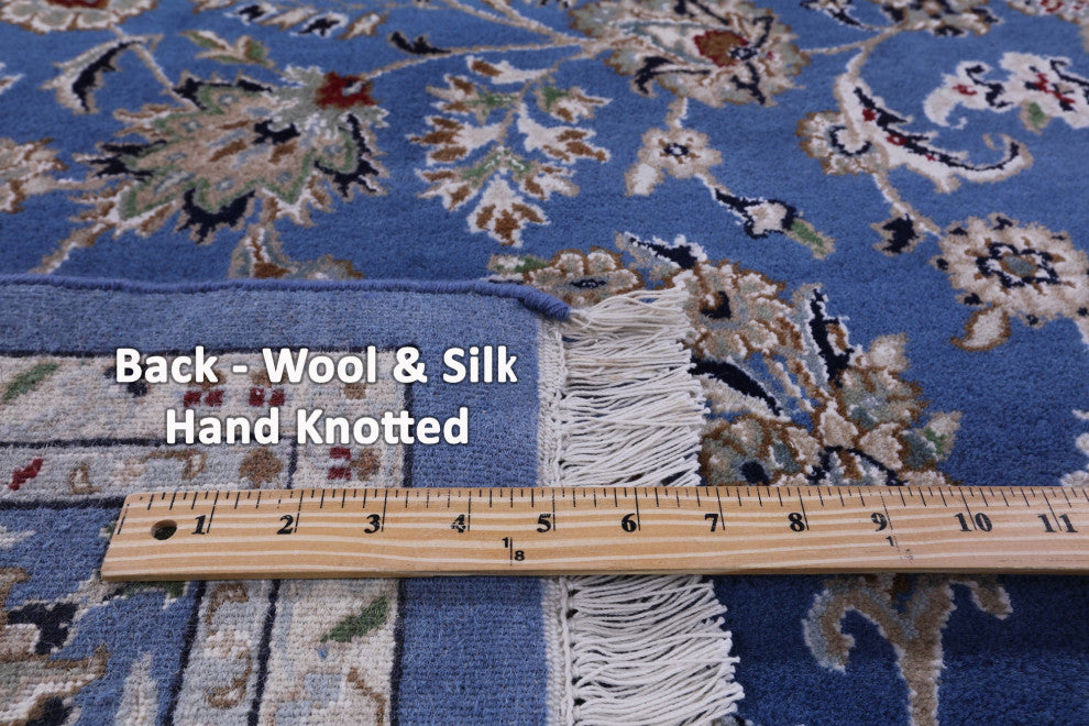 Wool & Silk Persian Nain Hand Knotted Rug 5' 11" X 9' 2" - Q14895