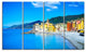 "Camogli Church on Sea and Beach View" Seashore Wall Art, 4 Panels, 48"x28"