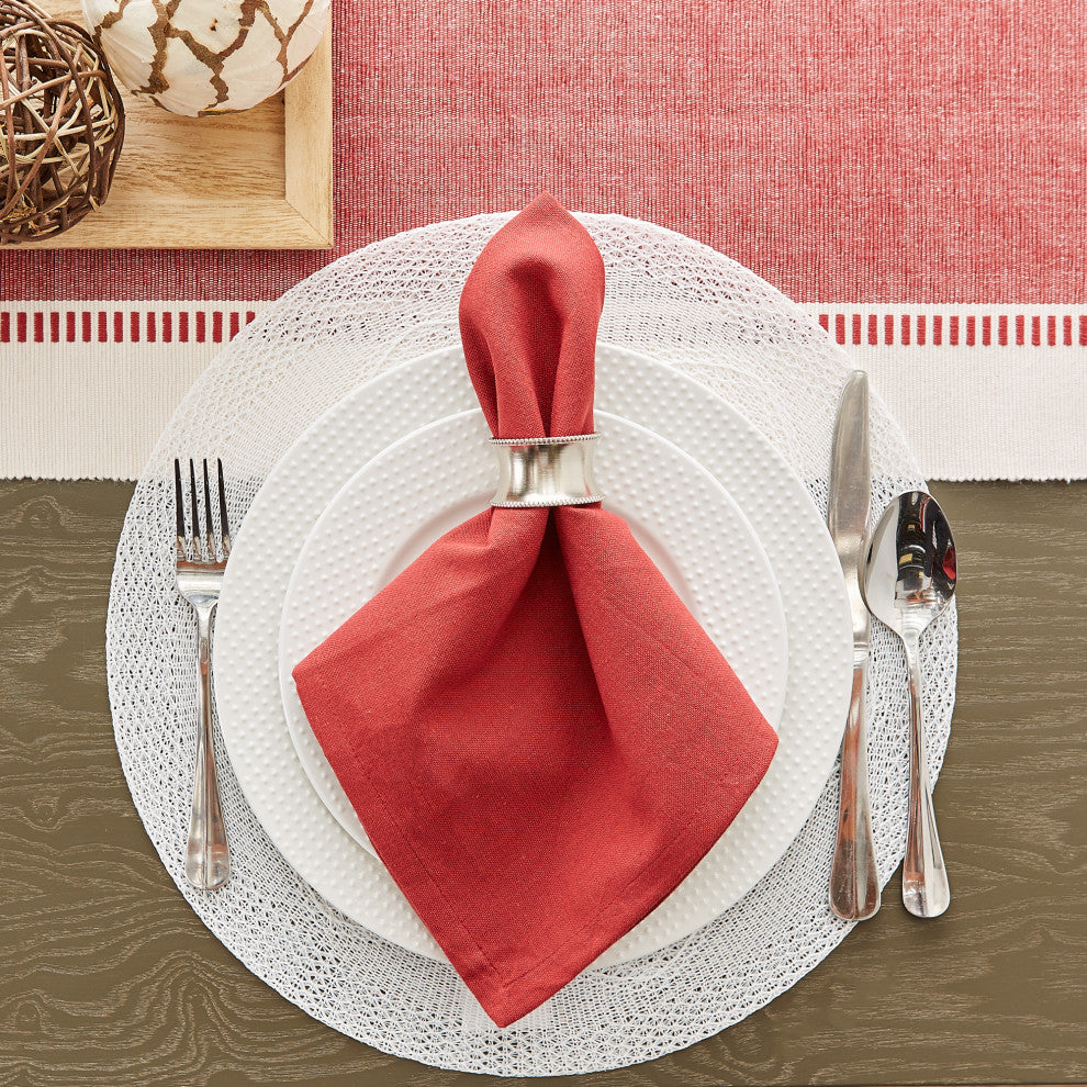 White Floral Pp Woven Round Placemat, Set Of 6