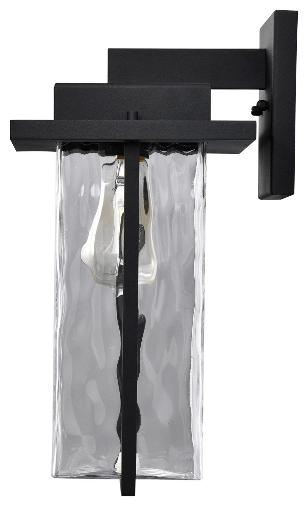 Vernal 1-Light Large Wall Lantern, Matte Black/Clear Water Glass
