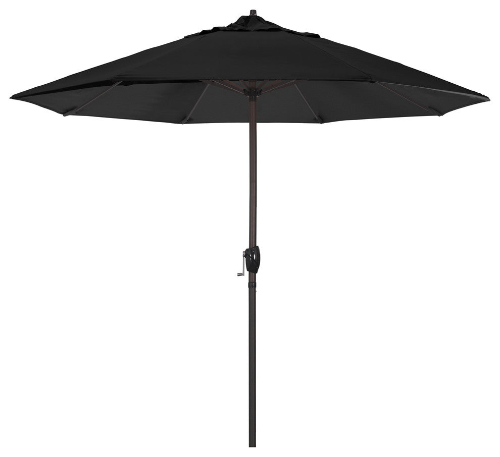 9' Bronze Auto-tilt Crank Lift Aluminum Umbrella, Olefin, Black