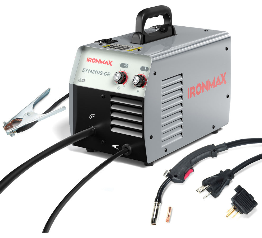 MIG Welder Gasless Flux Core Welding Machine120V IGBT w/Welding Gun&Earth Clamp