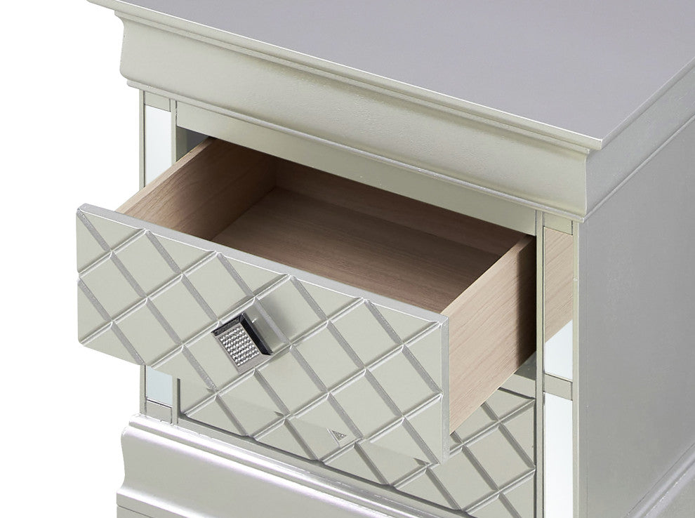 Verona 2-Drawer Nightstand, Silver Champagne