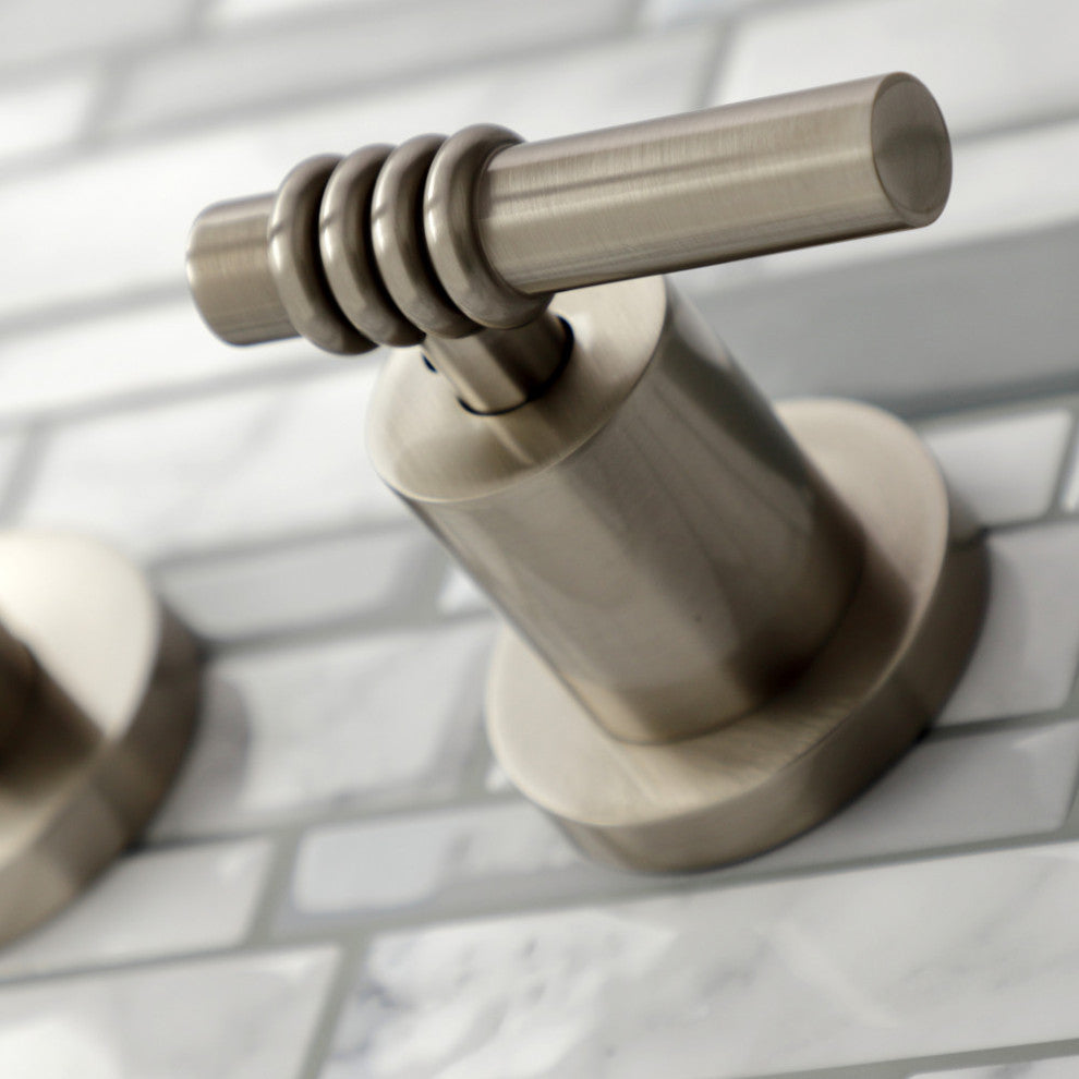 Kingston Brass KS8128ML 2-Handle 8" Wall Mount Bathroom Faucet, Brushed Nickel