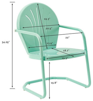 Home Square Griffith 4 Piece Metal Patio Chair Set in Tangerine and Aqua
