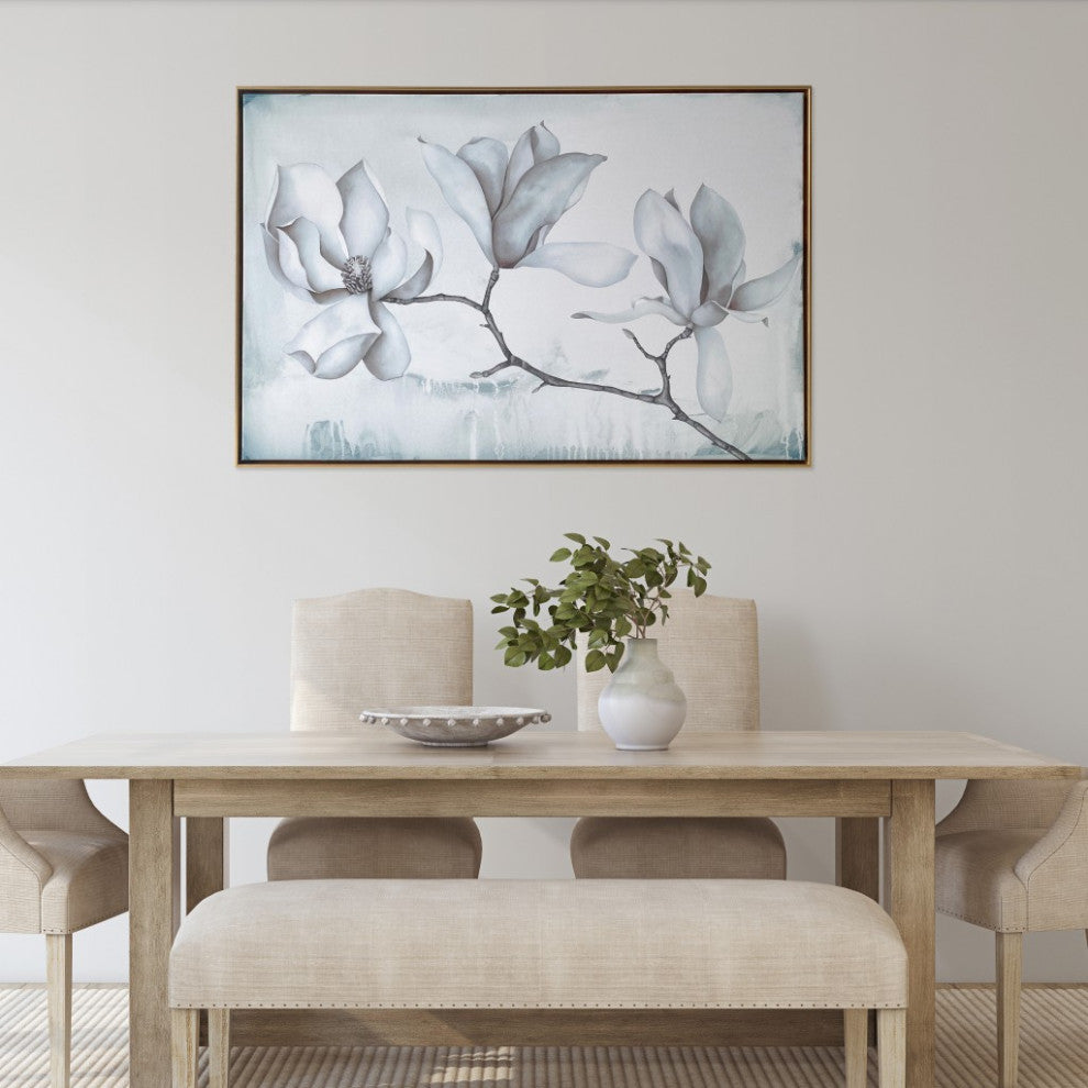 Gorgeous Magnolia Blossom Branch Framed Canvas Wall Art