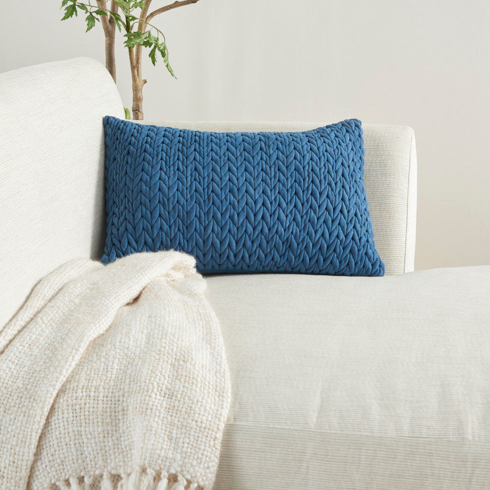 Mina Victory ET299 Throw Pillow, Blue, 14"X20"