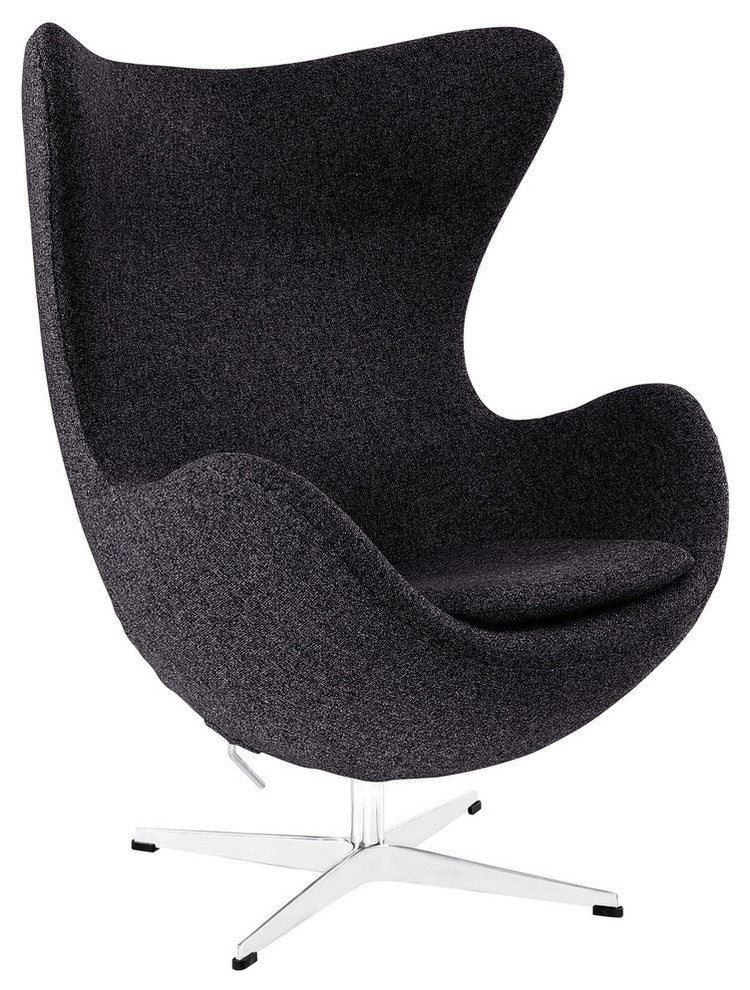Modern Contemporary Living Room Wool Lounge Chair Dark Gray