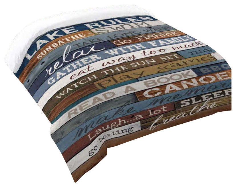 Laural Home Lake Rules Comforter, Queen