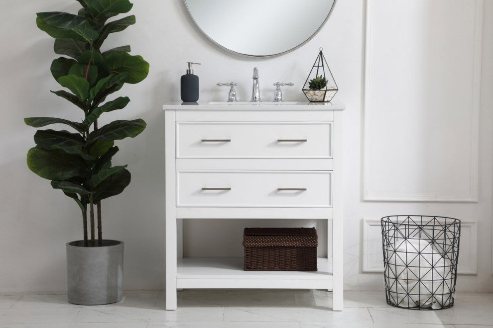 Elegant VF19030WH 30"Single Bathroom Vanity, White
