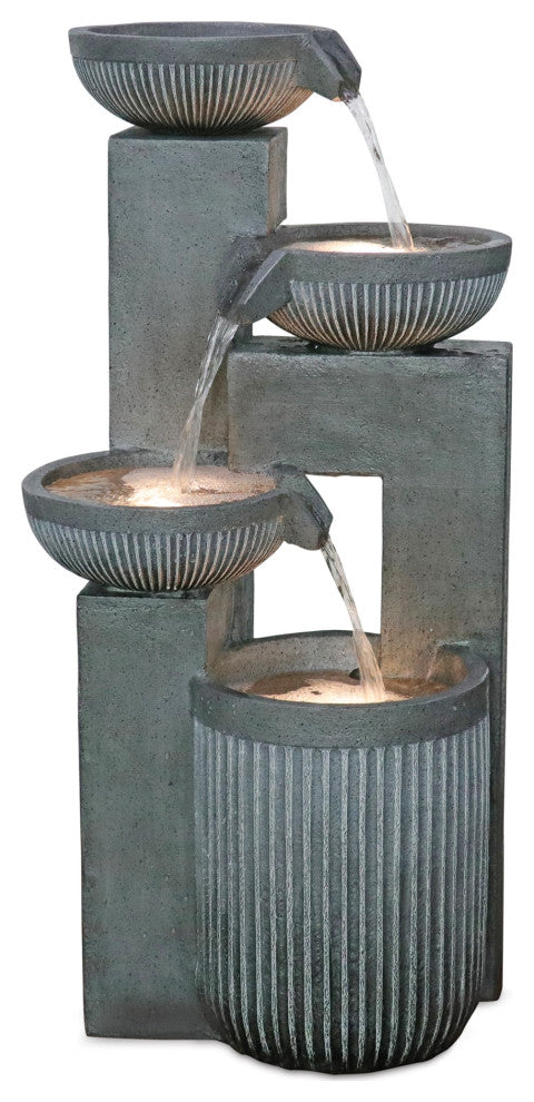 Stone Cascading Bowl Fountain 33"H