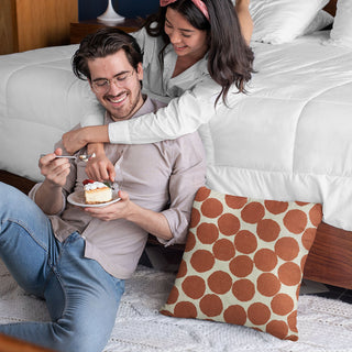 Plutus Red Beige Tomato Dot Luxury Throw Pillow, 12"x20"