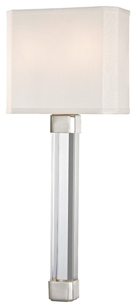 Larissa 2 Light Wall Sconce, Polished Nickel Finish, White 100% Silk