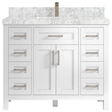 Cambridge 42 Single Sink Bath Vanity in White 2" Carrara Marble