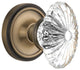 Single Classic Rosette With Oval Fluted Crystal Knob, Antique Brass