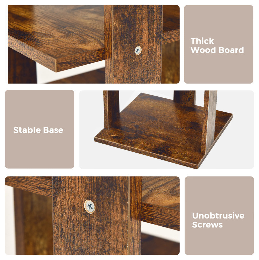 Costway 7-Tier Shoe Rack Free Standing Shelf Storage Tower Rustic Brown