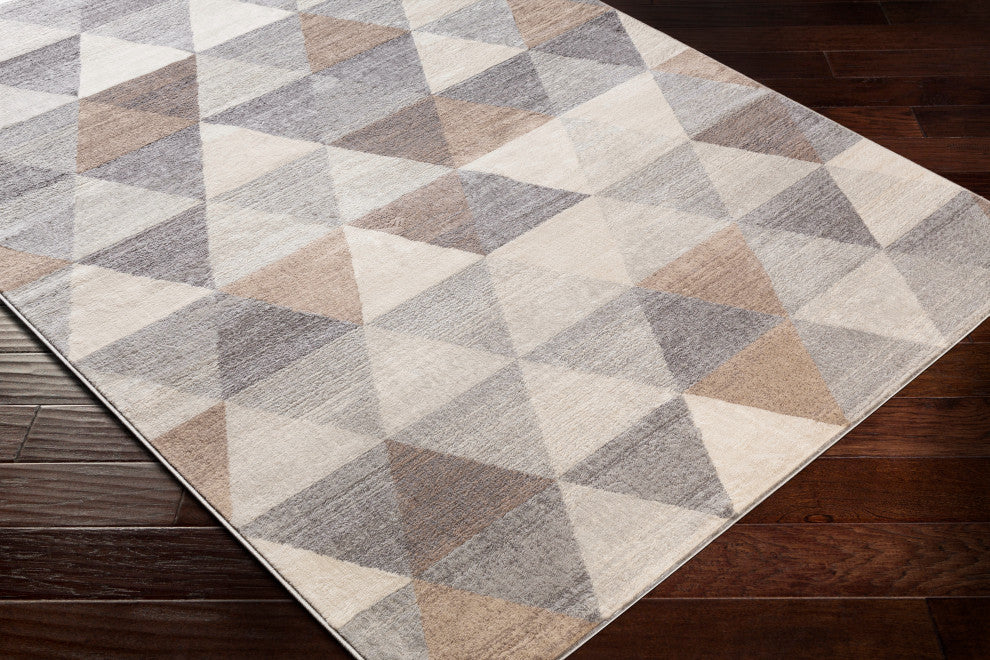Surya Roma ROM-2303 6'7"x9' Rug, Medium Gray/Camel/Tan/Light Gray/White