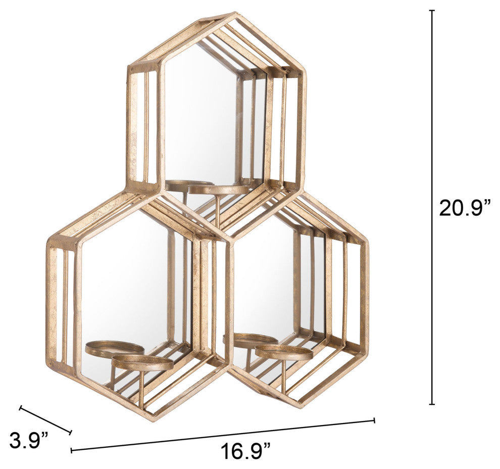 Frame Wall Mirror, Glass, Steel Metal, Gold, Bedroom Living