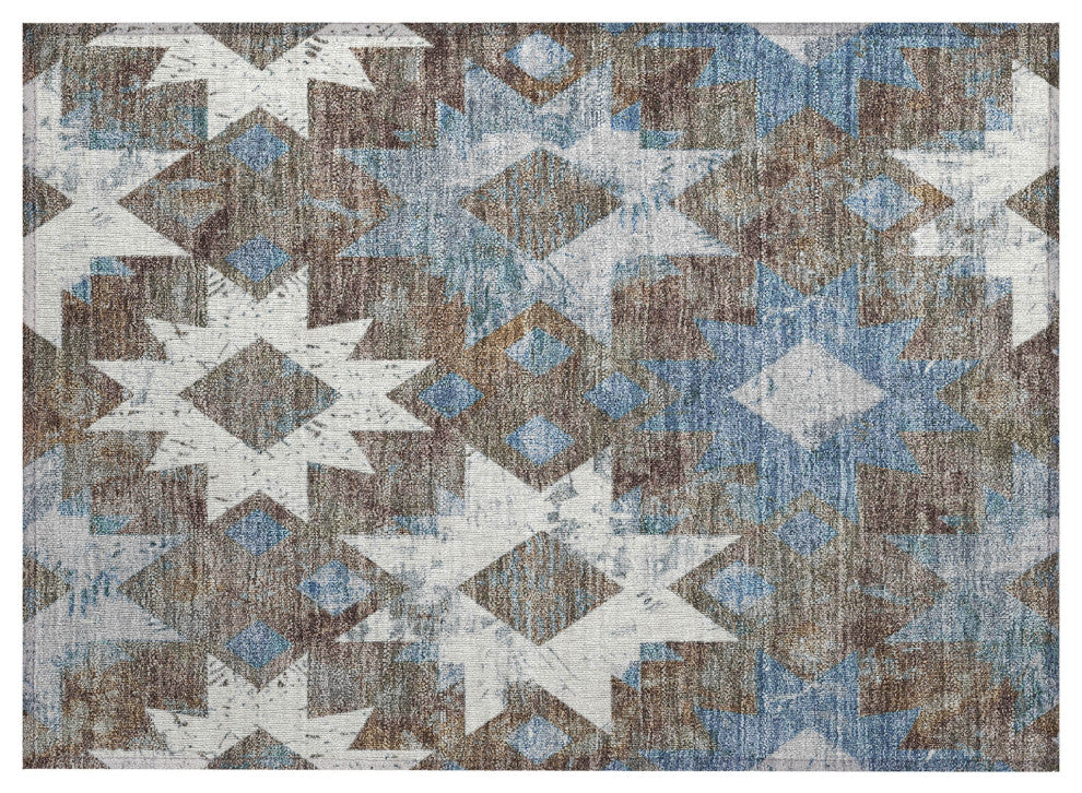Machine Washable Indoor/Outdoor Chantille ACN1879 Brown 1'8" x 2'6" Rug