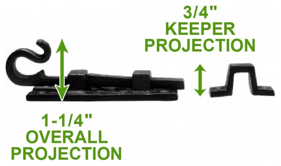 4 Piece Black Slide Bolt Wrought Iron Curled Tail Cabinet Door Renovators Supply