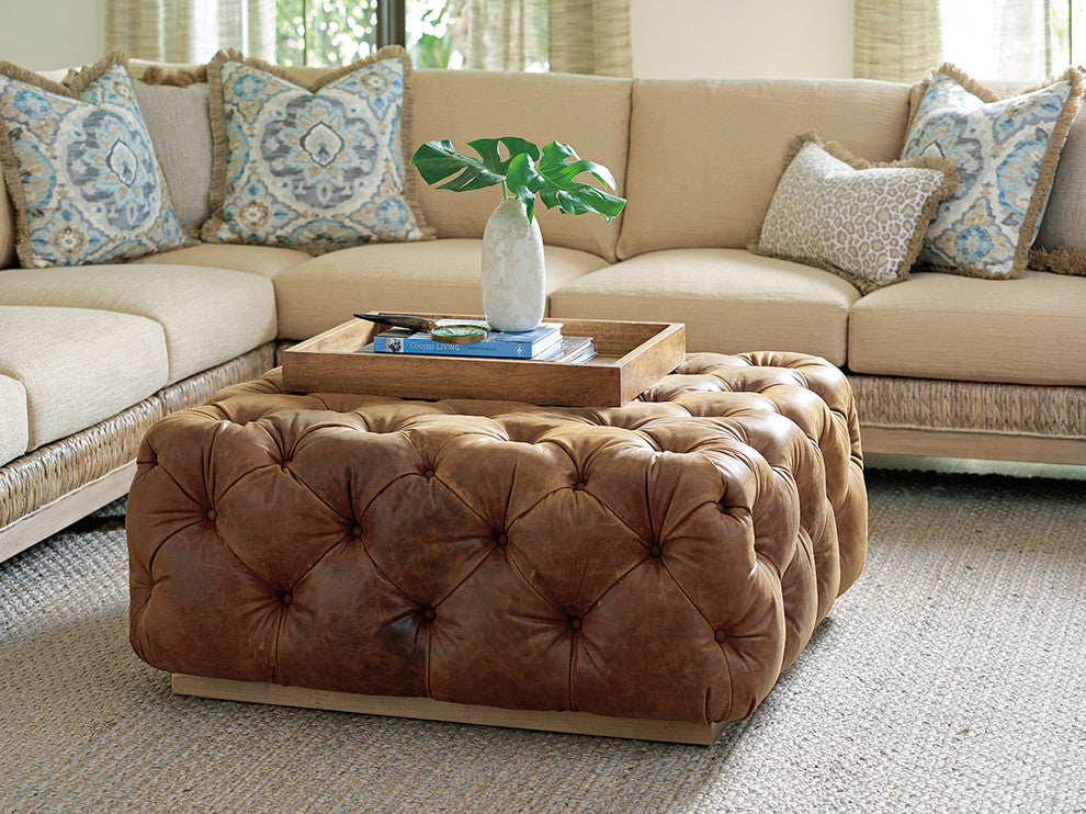 Laurel Leather Cocktail Ottoman
