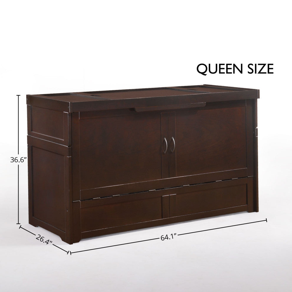 Cube Queen Size Murphy Bed Cabinet, Chocolate